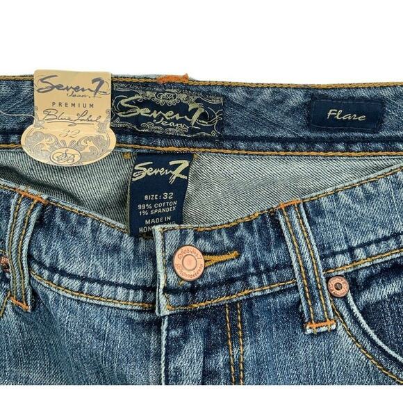 Seven7 Denim Jeans Womens Size 32 Flare Mid Rise Medium Wash Whiskers Denim NWT - Picture 11 of 11